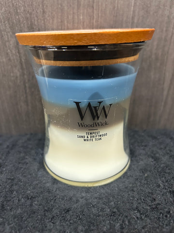 Tempest Sand & Driftwood White Teak WoodWick Candle