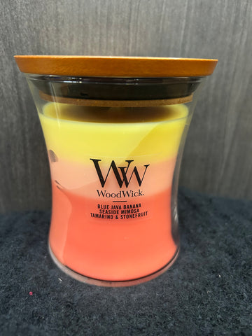 Blue Java Banana Seaside Mimosa Tamarind & Stone Fruit WoodWick Candle