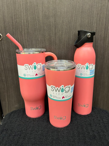 Matte Coral Swing Water Bottles 30, 22 and 20oz