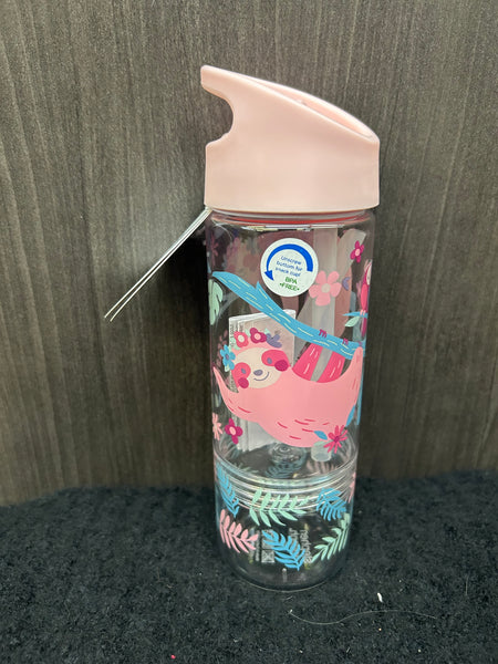 Kids Water Bottle With Snack Container Pink
