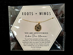 Roots + Wings You are Adventurous Coin Necklace