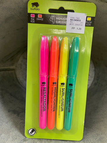 Buffalo Highlighters-4 pk