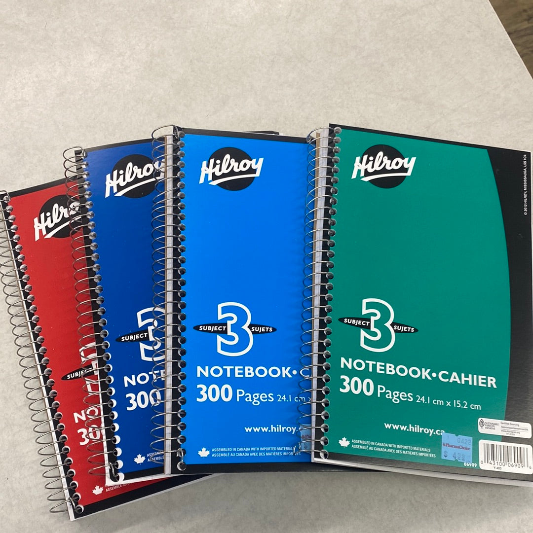 Hilroy 3 subject notebook small