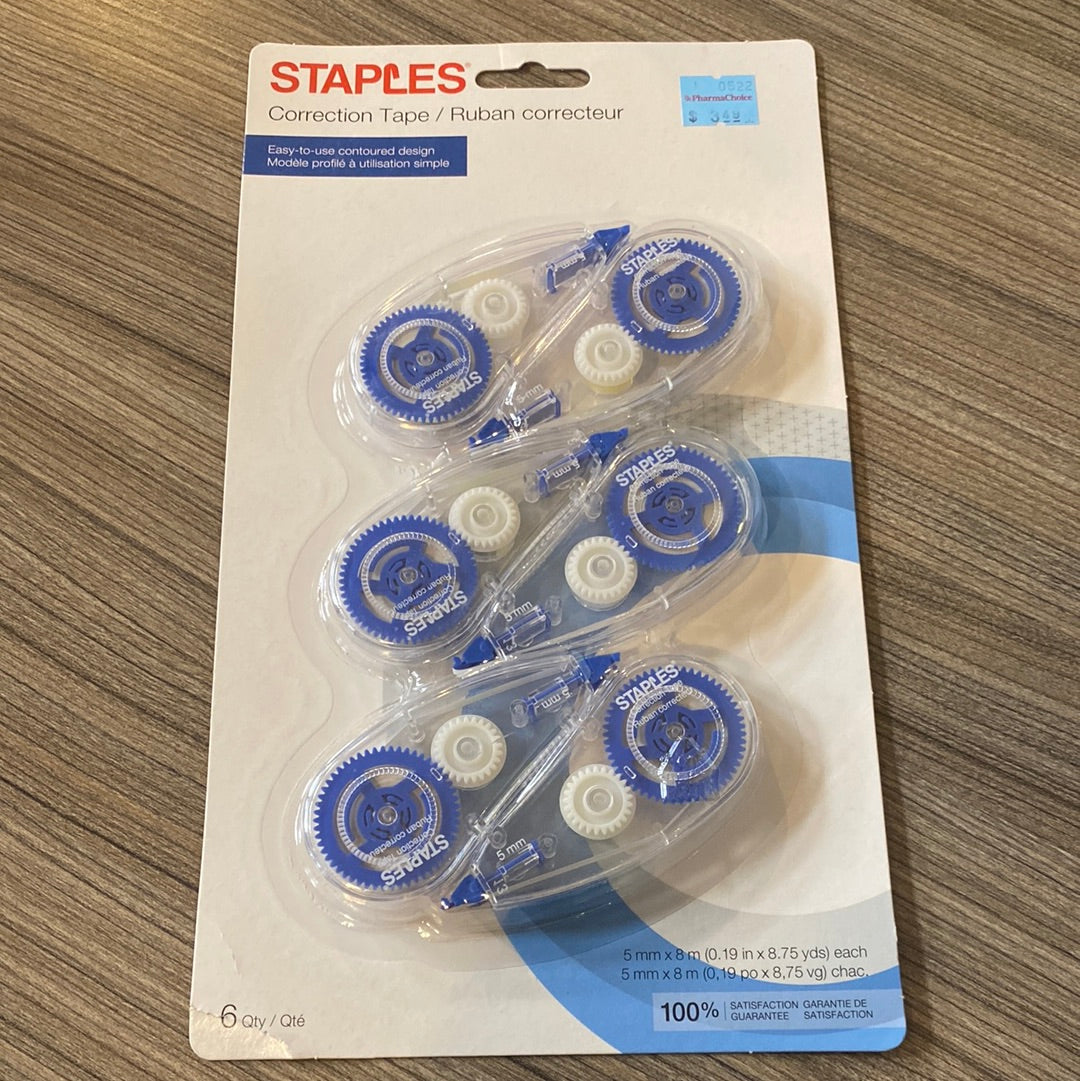 Staples correction tape