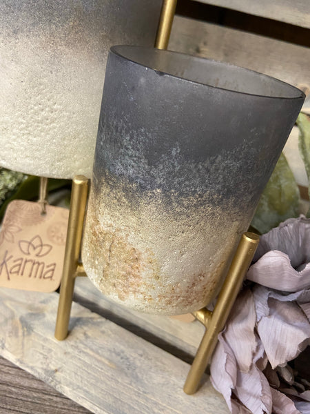 Karma silver mercury glass candle holder