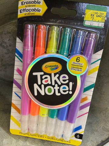 Crayola- Take Note  Erasable highlighters