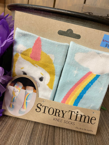 StoryTime knee socks- Unicorn and Rainbow