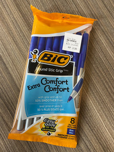 BIC - Ball point Pens- Round Stic Grip (blue)